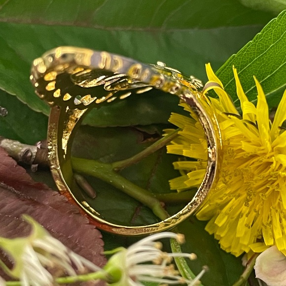 Gold Plated Daisy Stretched Boho Ring - Picture 14 of 15